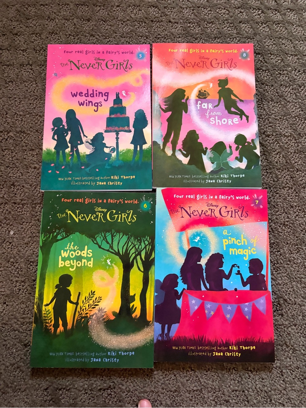 Disney The Never Girls Book Set - Pink, Green, Blue, Teal Covers